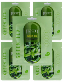 Jigott Маска ампульная с зеленым чаем - Green tea real ampoule mask, 27мл*5шт