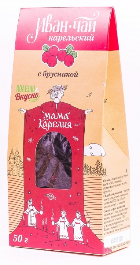 Напиток чайный "Иван-чай Карельский" ягодами брусники 50 г карт. пакет, фото 2