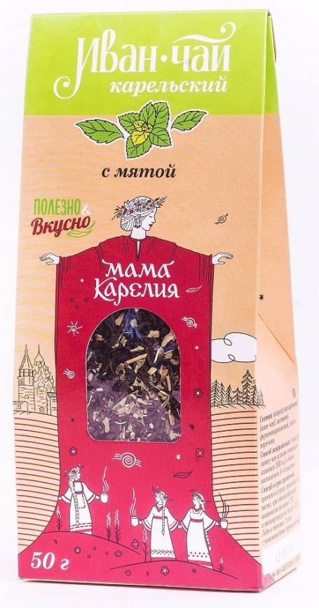 Напиток чайный "Иван-чай Карельский" с мятой перечной 50 г карт. пакет, фото 1
