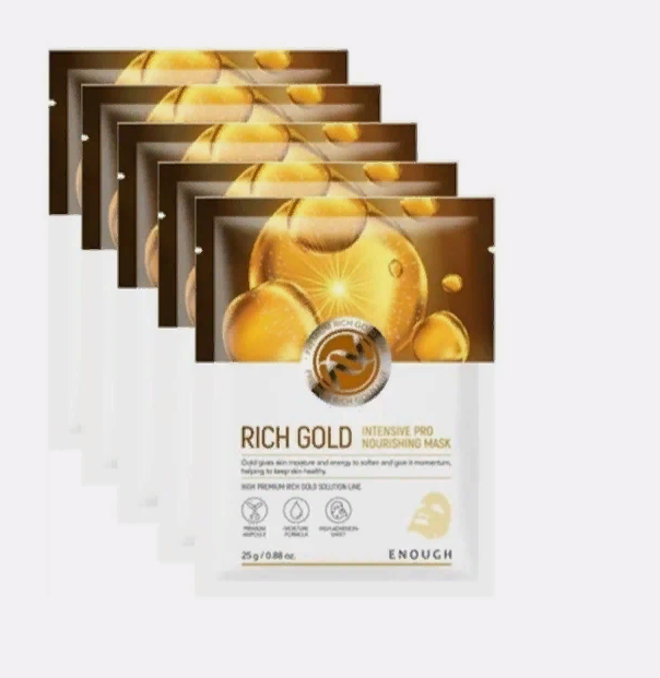 Enough Маска тканевая с 24K золотом - Premium rich gold intensive pro nourishing mask, 10шт*25мл фото 1