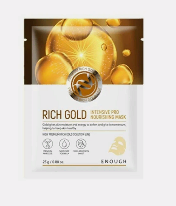 Enough Маска тканевая с 24K золотом - Premium rich gold intensive pro nourishing mask, 25мл фото 1