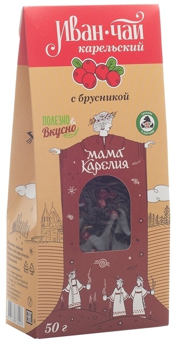 Напиток чайный "Иван-чай Карельский" ягодами брусники 50 г карт. пакет, фото 1